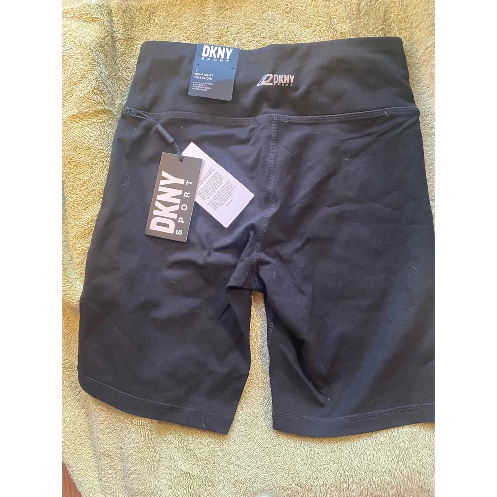 DKNY Sport Women Black High Waist Bike Shorts Size‎ S Athletic Activewear